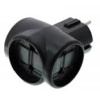 Тройник евро сетевой черный