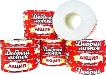 Туалетная бумага на втулке Добрый Моток Горошек Красный(40)Бобрешов