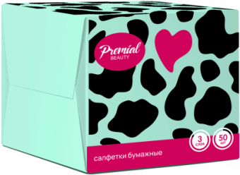 Салфетки бумажные PREMIAL 3-х слойные белые в коробке 50шт.